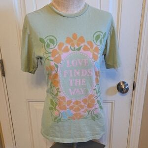 Mint Green Love Finds The Way Floral Graphic Tee